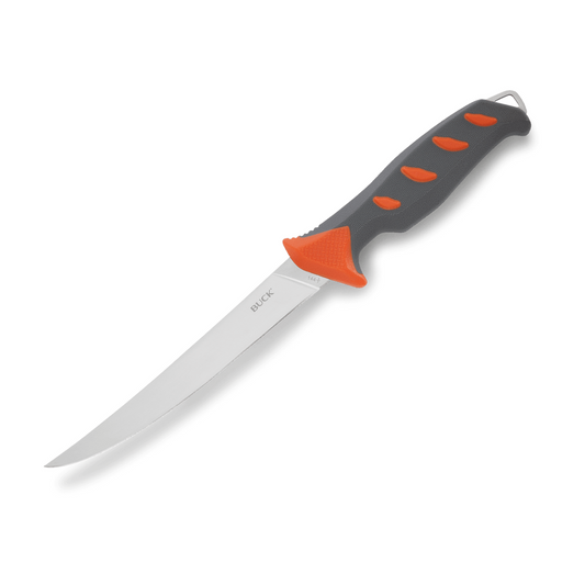 Buck Knives | 144 Hookset 6" Fresh Water Fillet Knife | Hunting, Camping and Outdoors | Lifetime Warranty | Heat Treated | Orange/Gray | #0144ORS-B