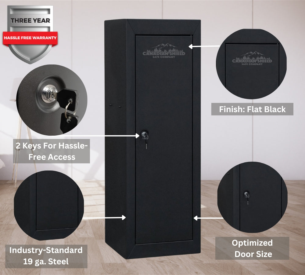 Steel Cabinet Series 55" Tall 18 Gun Cabinet With 4-Point Locking System (3 Years Warranty) - SA-GC18-BD