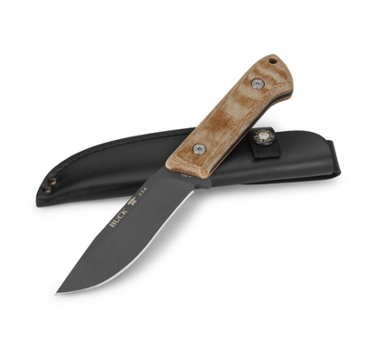 Buck Knives | 104 Compadre Camp Knife | Cerakote Coated |  Hunting, Camping and Outdoors | Lifetime Warranty | Heat Treated | Natural Canvas Micarta | 0104BRS1-B