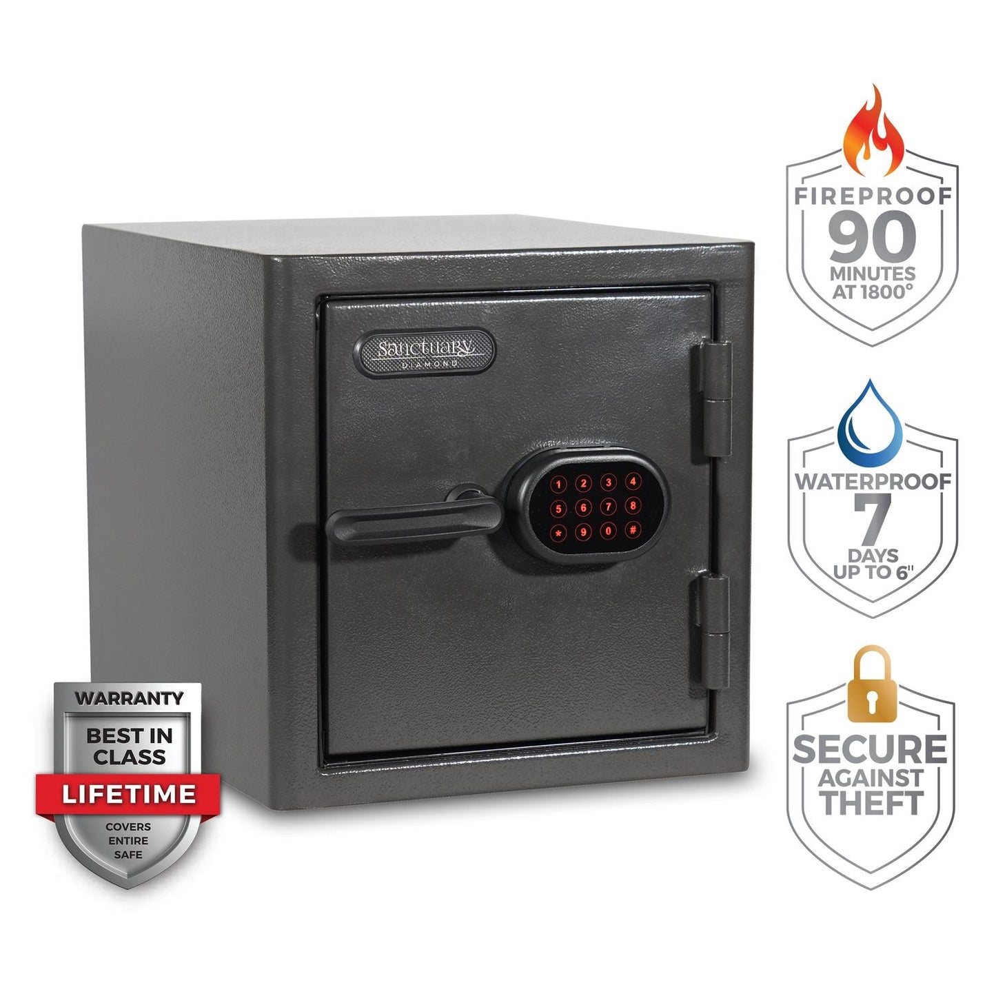 Sports Afield Diamond Series: 15" Tall Home & Office Safe With Electronic Lock & Triple Seal Protection [1.25 cu. ft.] - SA-DIA2-CA-DP