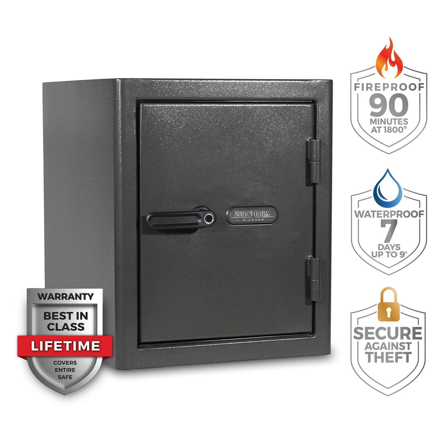 Sports Afield Diamond Series: 20.5" Tall Home & Office Safe With Biometric Lock & Triple Seal Protection [2.25 cu. ft.] - SA-DIA3-BIO-CA-DP