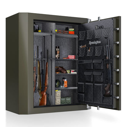 Remington BIG GREEN Gun Safe 65" Tall with Electronic Lock & Fireproof+Waterproof Protection (84 Gun Capacity) - SAR6584-BG-CA