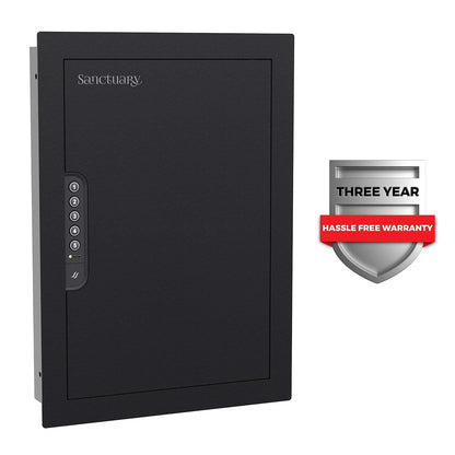 Sanctuary 21.8" Tall In-Wall Vault for Home & Office with Electronic Lock, Black (0.49 cu. ft.) - SA-IWV-B