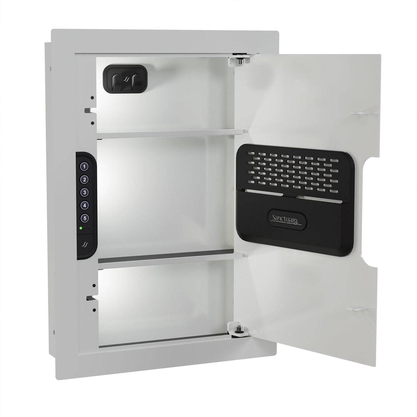 Sanctuary 21.8" Tall In-Wall Vault for Home & Office with Electronic Lock, White (0.49 cu. ft.) - SA-IWV-W