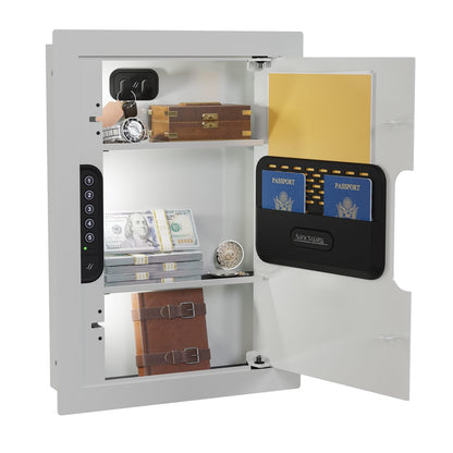 Sanctuary 21.8" Tall In-Wall Vault for Home & Office with Electronic Lock, White (0.49 cu. ft.) - SA-IWV-W