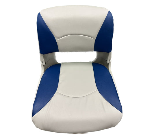 Fold Down Molded Boat Seat WITH Cushions (Blue/Gray)