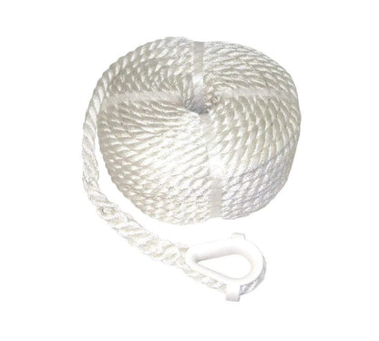 50' Tri-Strand Twisted Nylon Anchor Line WITH Thimble [3/8"]