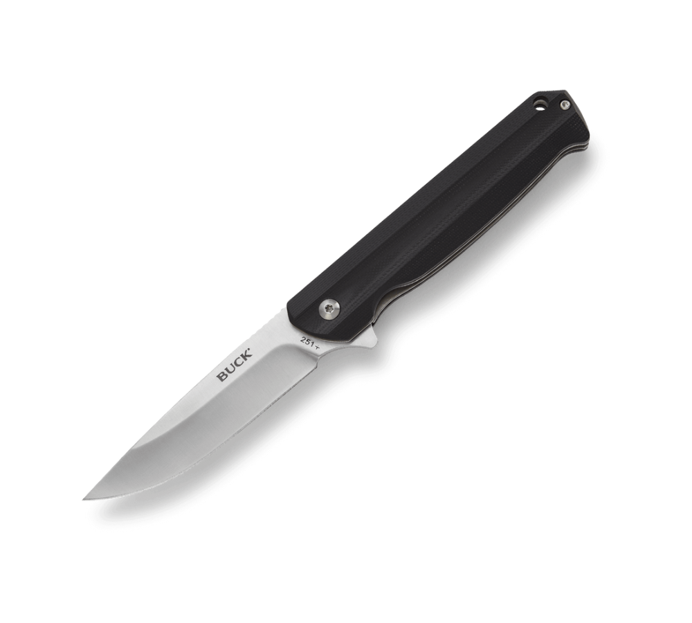 Buck Knives | 251 Langford Knife | Stainless Steel Pocket Clip | Folding Knife | Hunting, Camping and Outdoors | Lifetime Warranty | Heat Treated | Black Color | 0251BKS-B