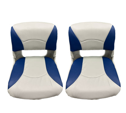 Fold Down Molded Boat Seat WITH Cushions (Blue/Gray)