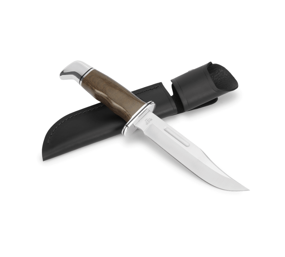 Buck Knives | 119 Special Knife | Fixed Blade Knives | Black genuine leather sheath | Hunting, Camping and Outdoors | Made In USA | Lifetime Warranty | Heat Treated | O.D. Green Micarta Pro | 0119GRS1-B