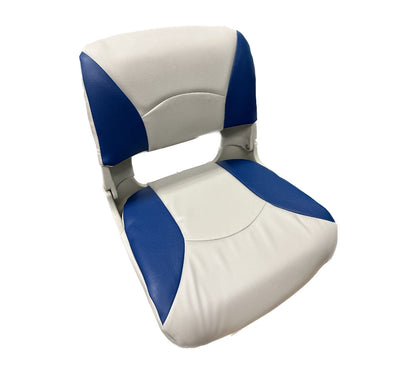 Fold Down Molded Boat Seat WITH Cushions (Blue/Gray)