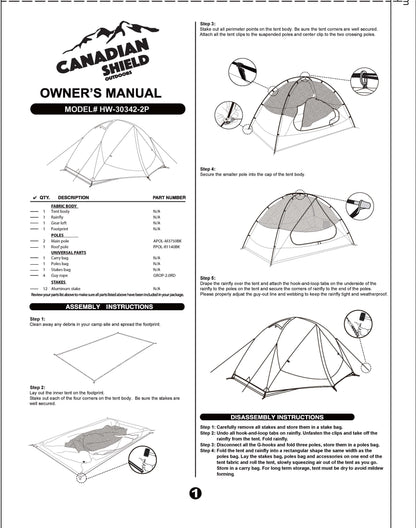 2 Person Full Fly Tent | Ventilated Outdoor Tent | Perfect Tent for Outdoor Camping, Beach, Travel, Picnics, Hunting and More! – BDO-C11