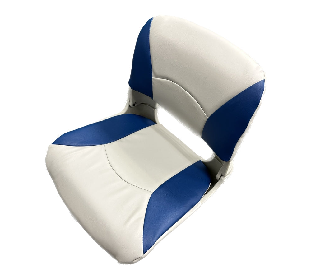 Fold Down Molded Boat Seat WITH Cushions (Blue/Gray)