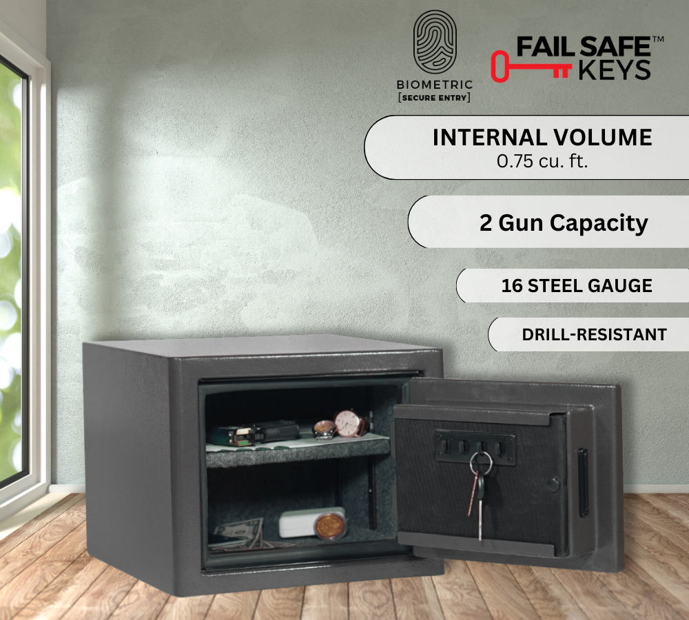 Diamond Series 11.5" Tall Home & Office Safe With Biometric Lock & Triple Seal Protection [.75 CU. FT.]