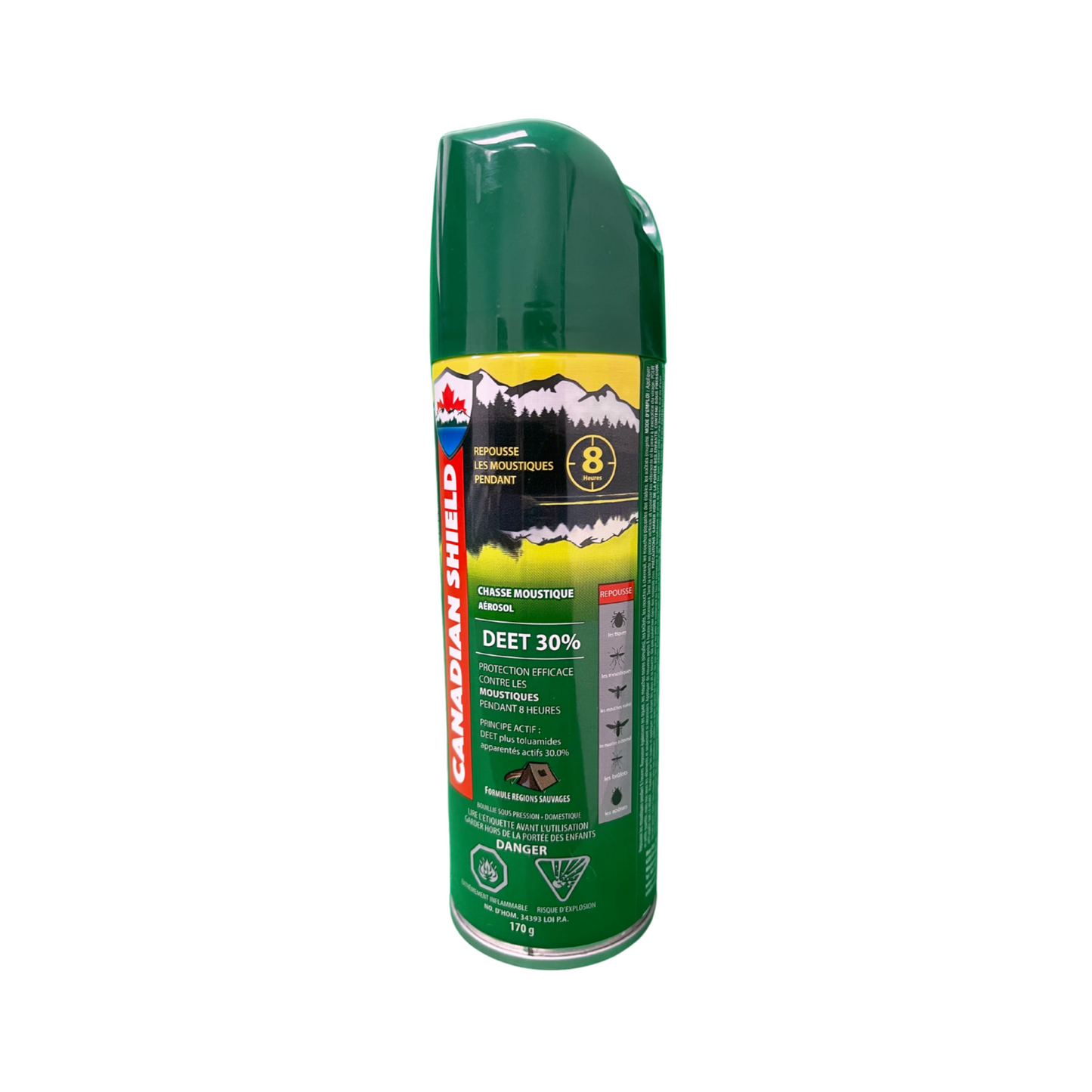 Canadian Shield Mosquito & Insect Repellent Aerosol | For Hunting, Fishing, Camping, Family Fun, and More | 8 Hour of Protection | 30% Deet | (170G)