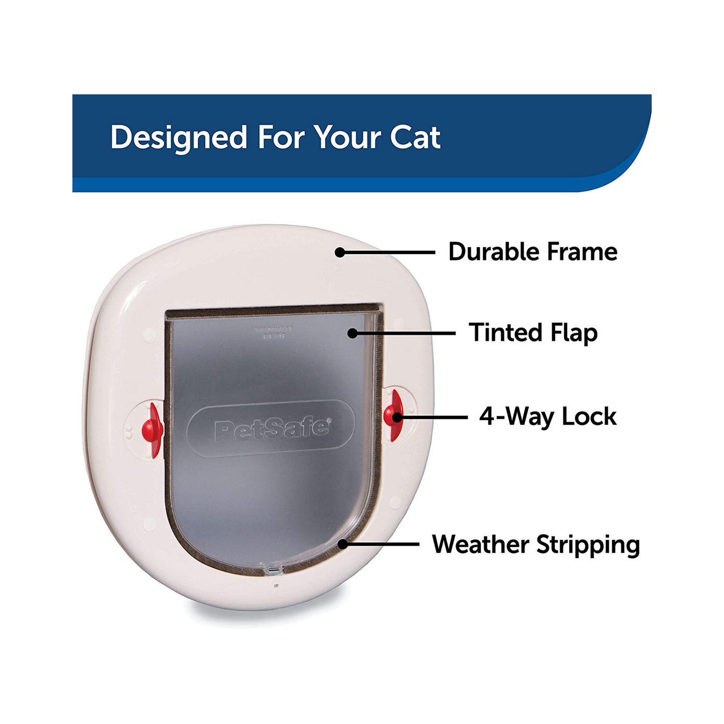 PetSafe | Big Cat 4-Way Locking Cat Door, Exterior/Interior, White - PPA00-11326