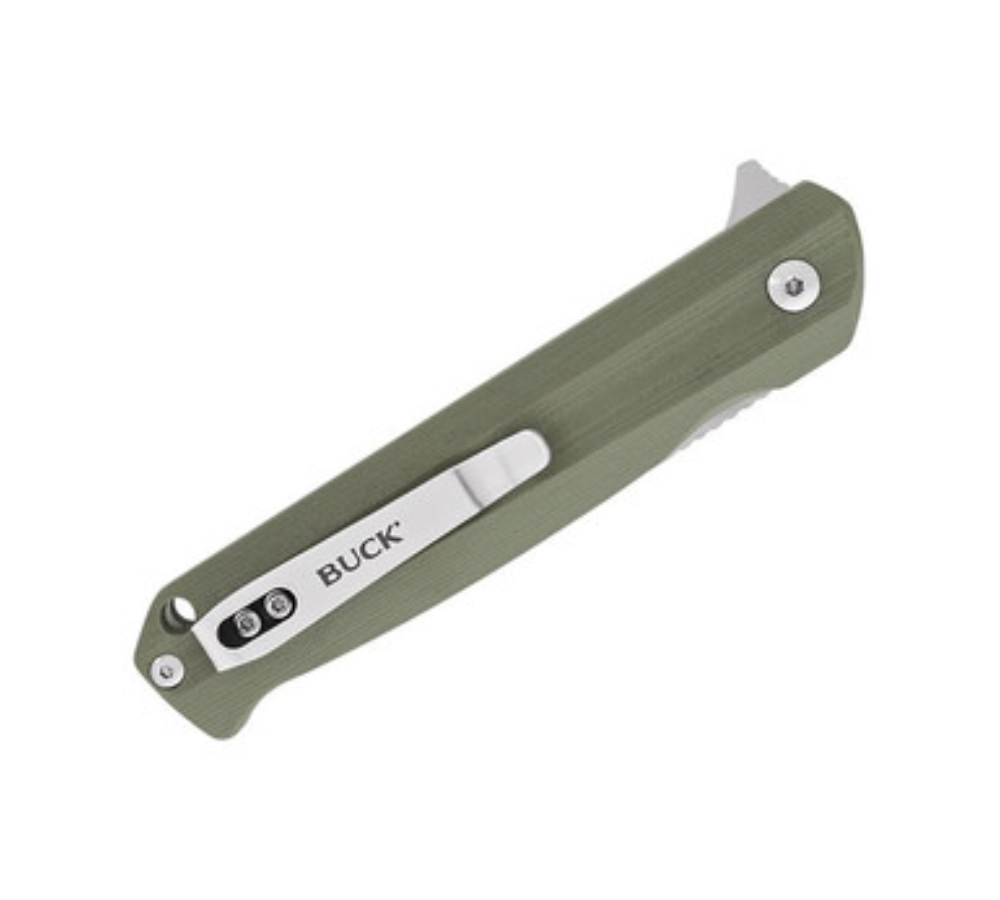 Buck Knives | 251 Langford Knife | Stainless Steel Pocket Clip | Folding Knife | Hunting, Camping and Outdoors | Lifetime Warranty | Heat Treated | Green Color | 0251GRS-B