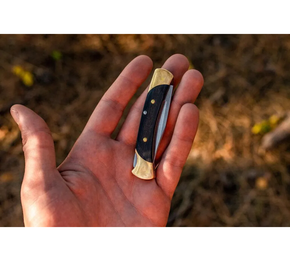 Buck Knives | 055 The 55™ Knife | Genuine ebony with brass bolsters | Folding Pocket Knife | Hunting, Camping and Outdoors | Made In USA | Lifetime Warranty | Heat Treated | Ebony/Brass | 0055BRS-B
