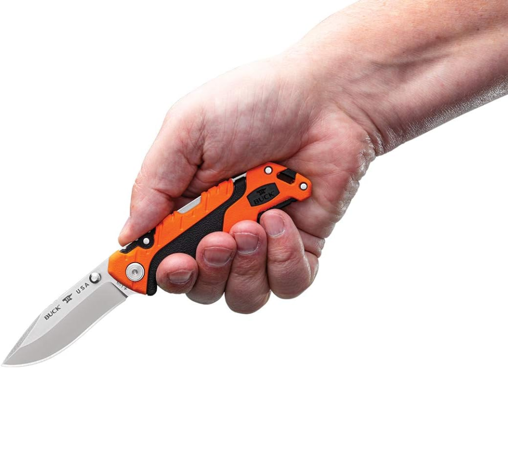 Buck Knives | 661 Small Folding Pursuit Knife | Heavy-Duty Polyester Sheath | Folding Knife | Hunting, Camping and Outdoors | Made In USA | Lifetime Warranty | Heat Treated | Orange/Black Pro Color| 0661ORS-B