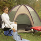 The picture of a Women who is on camping while wearing the hunting pant to protect herself from biting Insects.
