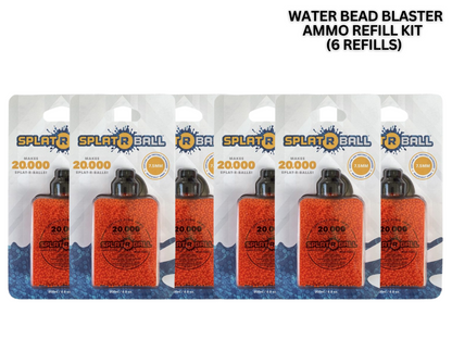 SplatRball Certified Water Bead Blaster AMMO REFILL Kit (6 Gel blaster Ammo kits 120,000Pcs)  Compatible With SRB1200, SRB400-SUB, and SRB400 Water blaster; splat ball gun; blaster; toy; Gift, Bundle, bundle deals, ammo deals, Splat R Ball, SplatRball, splat r ball, gel blaster, water blaster, water gel blaster, wter gun, outdoor fun