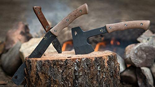 Buck Knives 0108BRS COMPADRE Froe Fixed Blade Knife with Natural Micarta Handles, Genuine Leather Sheath, Cobalt Grey Cerakote, 5160 Steel - BK0108BRS1