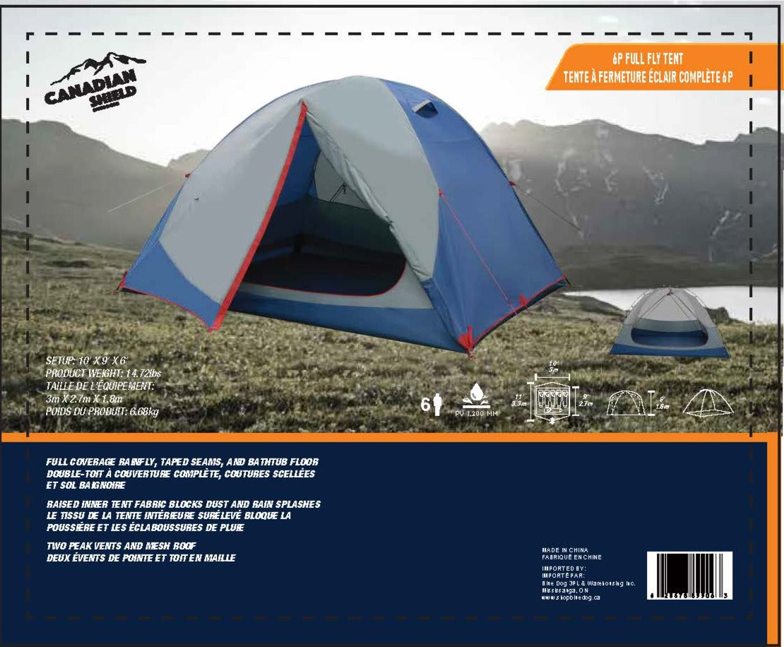 6 Person Full Fly Tent|Easy Setup Outdoor Tent|Perfect Tent for Outdoor Camping, Beach trips, Travelling, Picnics, Hunting and More! – BDO-C13