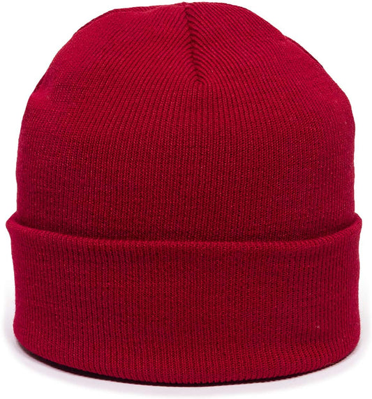 Outdoor Cap Knit Watch Cap with Cuff, Red - KN-400 MAROON