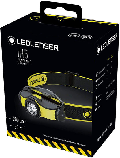 Ledlenser, iH5 Compact LED Professional Headlamp, AA Alkaline Batteries, Multipurpose Light Mount System, 200 Lumens - LL 502024