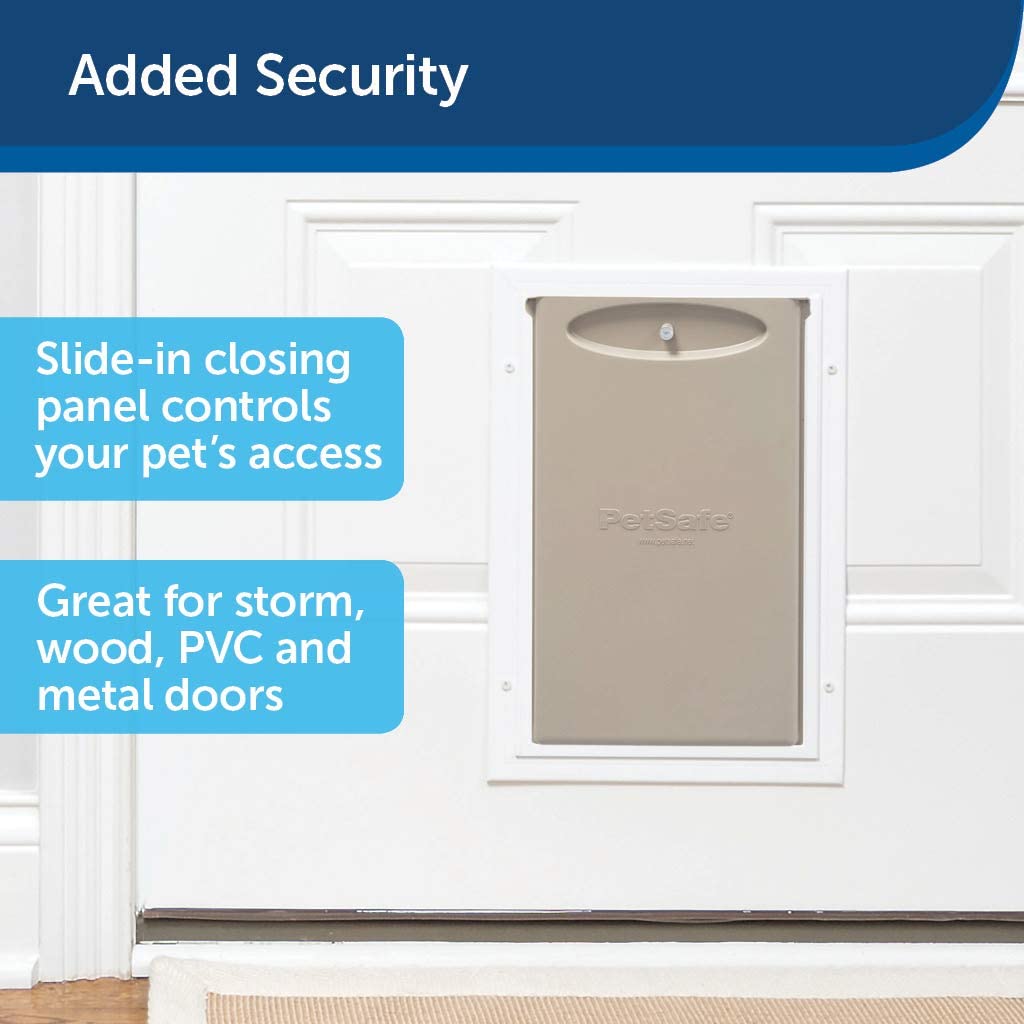 PetSafe Freedom Aluminum Pet Door for Dogs and Cats, Large, White, Tinted Vinyl Flap - PPA00-10861