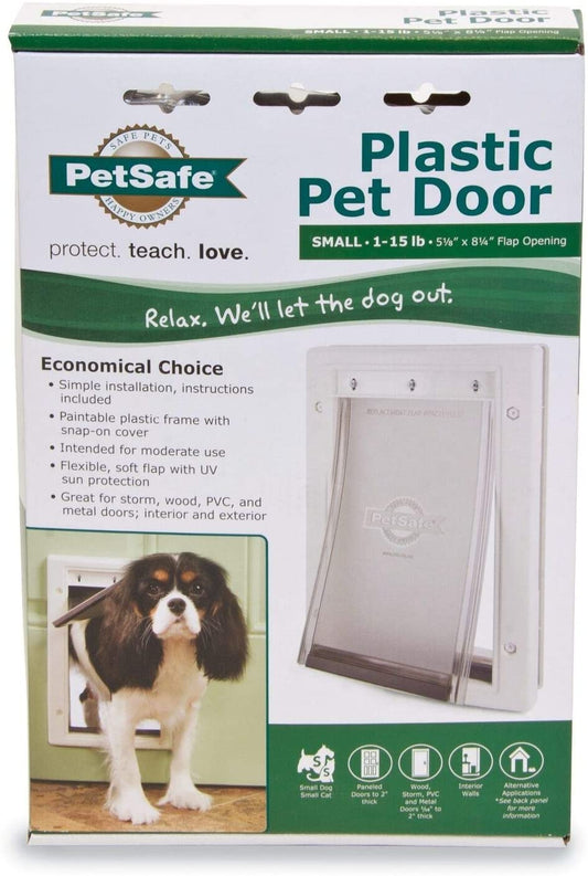 Pet Safe PPA00-10958 7-5/8" X 11-1/8" Small White Plastic Pet Door - PPA00-10958