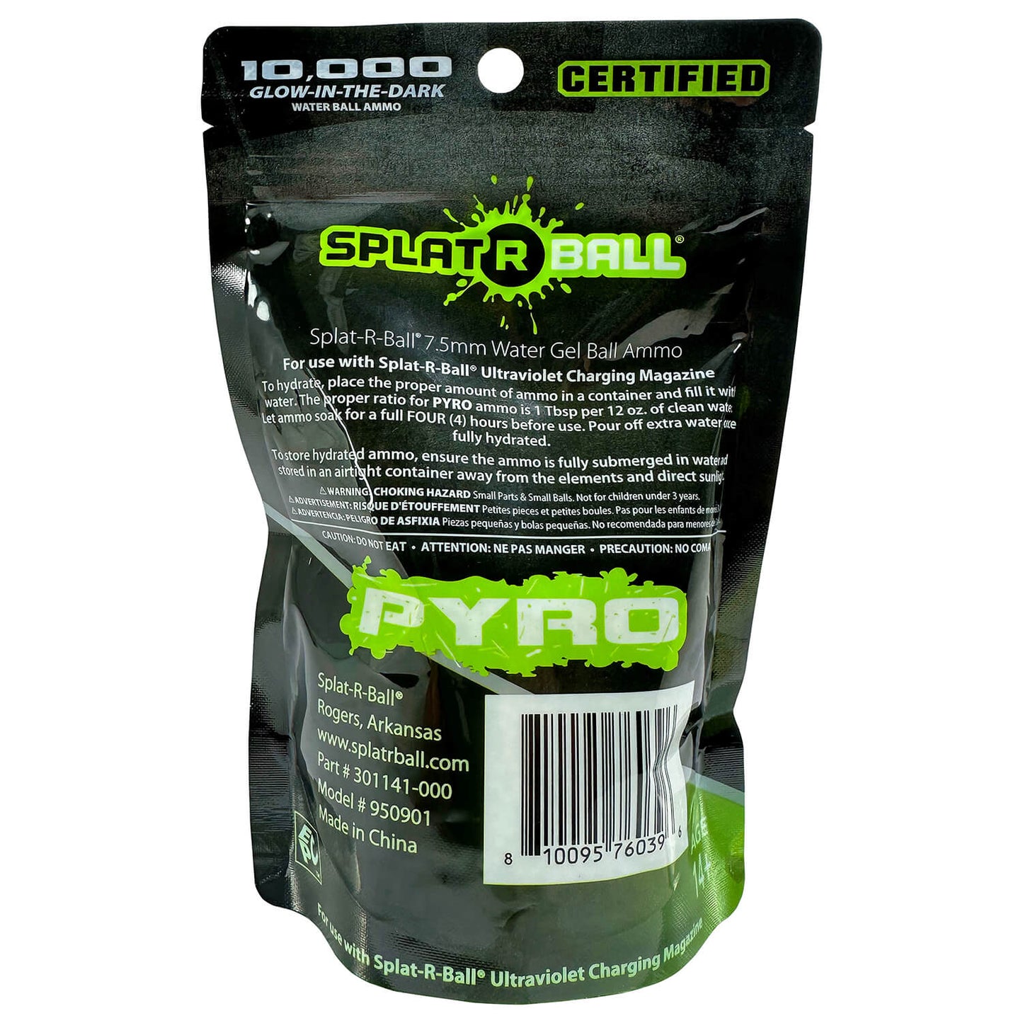 Splat-R-Ball: PYRO 10K Certified Water Bead Glow-In-The-Dark Ammo