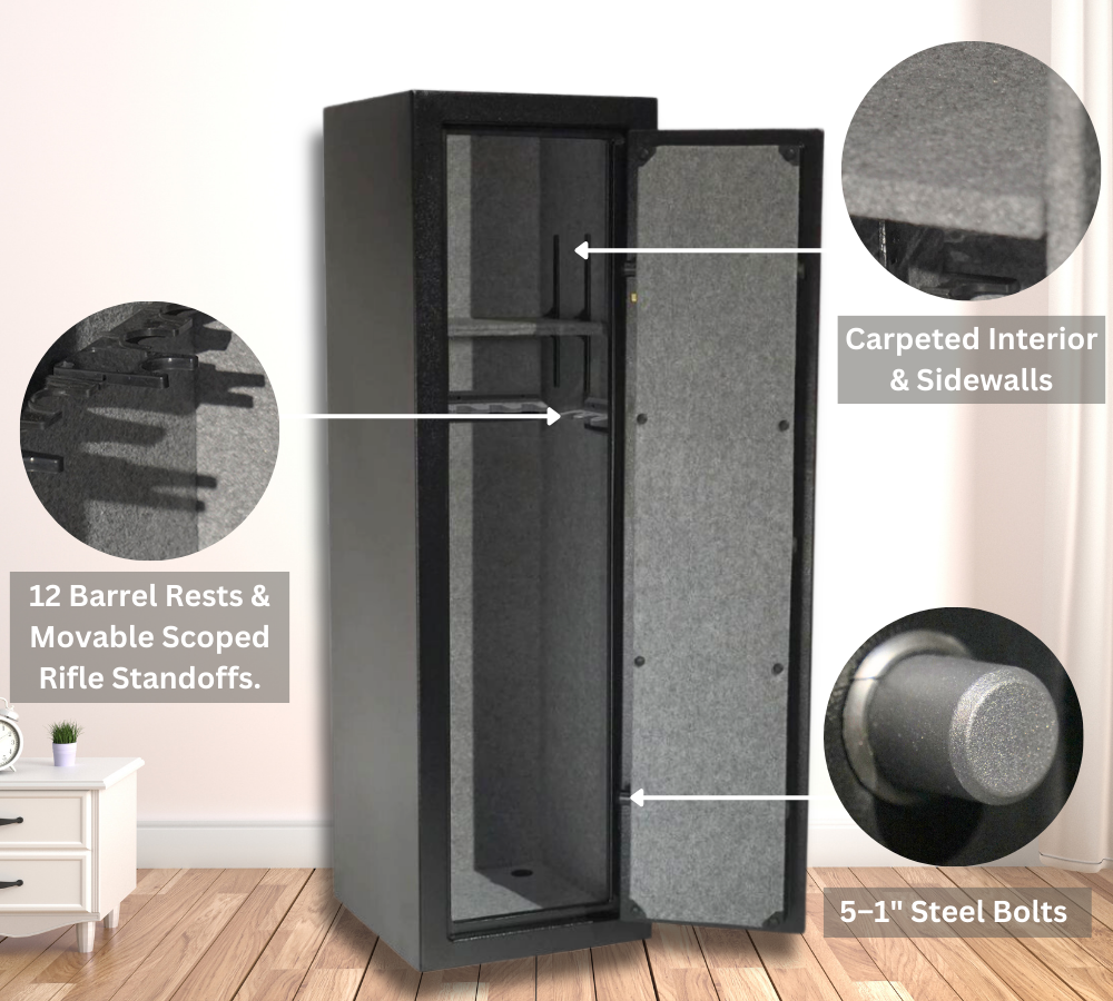 Granite Series 55" Tall Gun Safe with Electronic Lock & Fire Rated Protection (12 Gun Capacity)