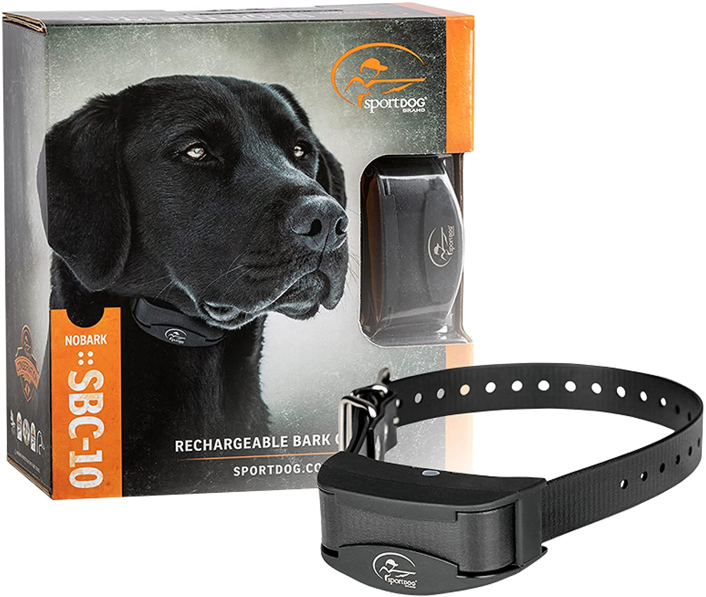 SportDOG Brand NoBark 10 Collar - Rechargeable, Programmable Bark Collar - Waterproof & Submersible, Black - SBC-10