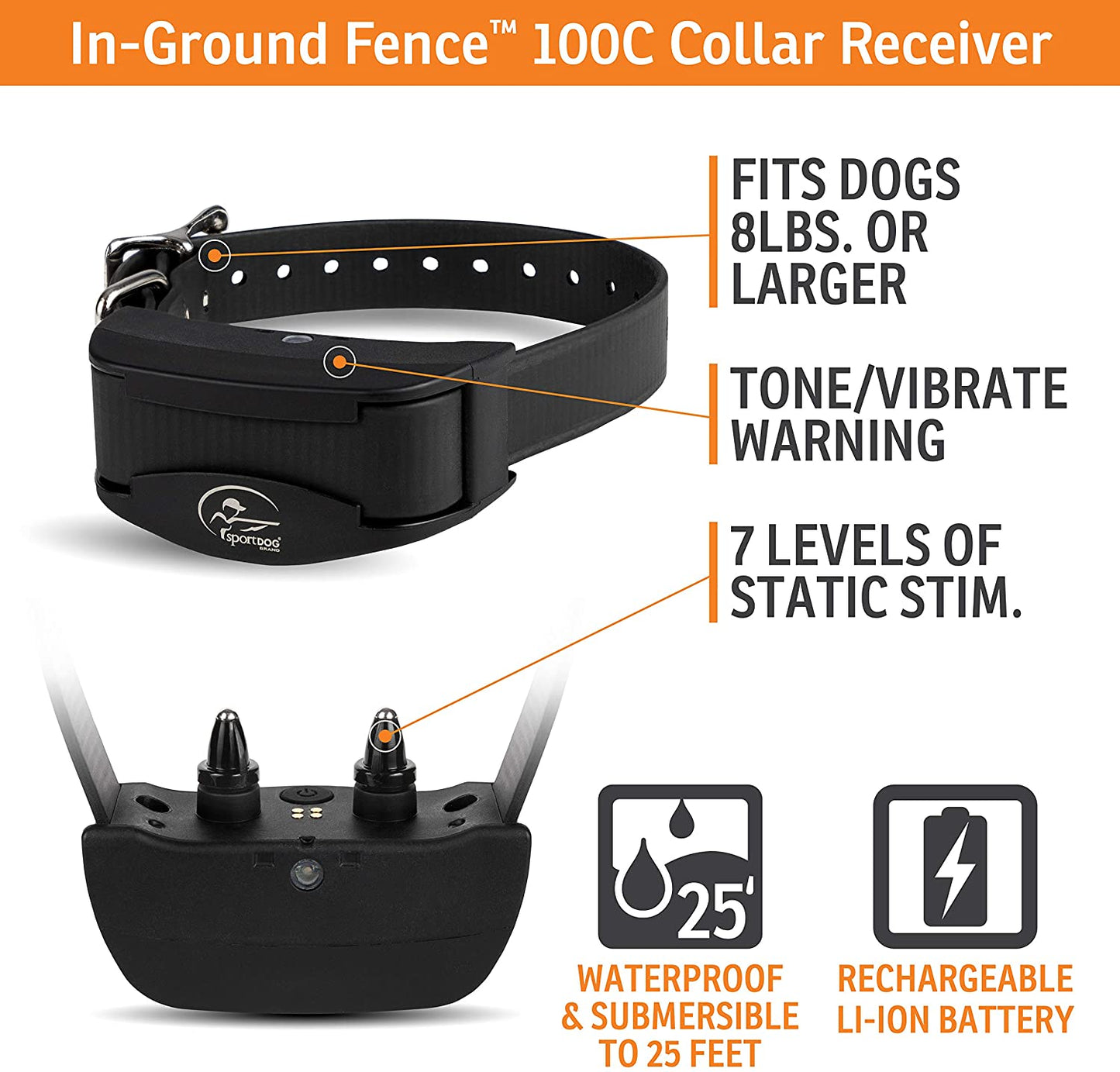 SportDOG Brand In-Ground Fence Systems – from the Parent Company of INVISIBLE FENCE Brand - Underground Wire Electric Fence - Tone, Vibration, & Static - 100 Acre Capability - Remote Trainer Option - SDF-100C