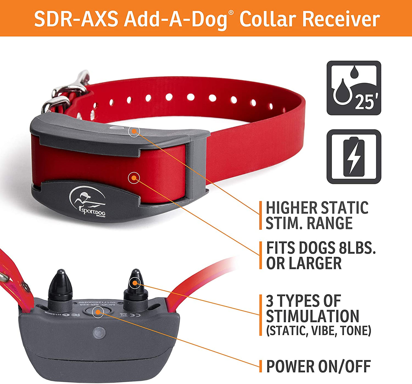 SportDOG Brand® SD-425XS X-Series FIELDTRAINER® ADD-A-DOG® COLLAR - FOR STUBBORN DOGS  - SDR-AXS