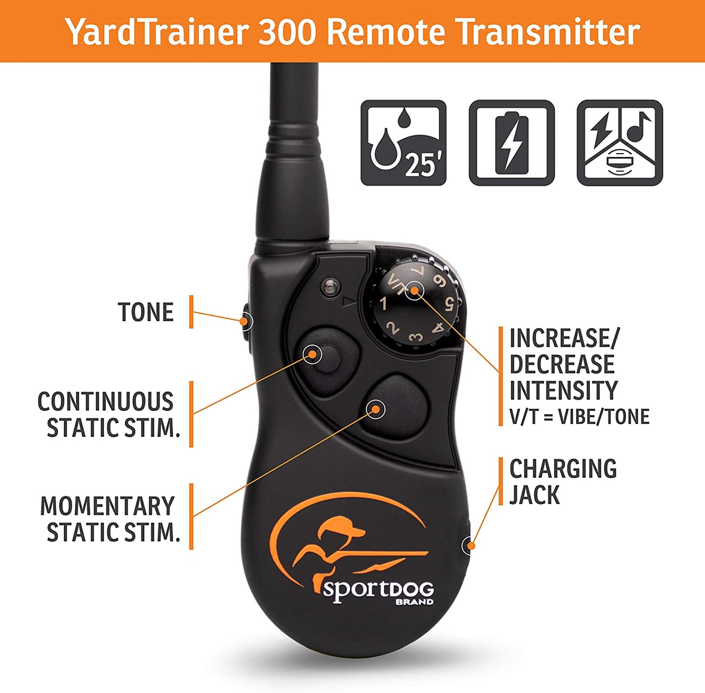 YardTrainer 300 Remote Trainer, 300 Yard Range-YT-300, Black (Pack of 1) - YT-300